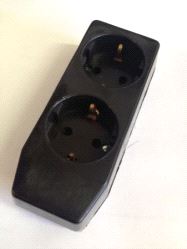Kontakt, Schuko 2-veis HUN Jordet 16A - svart