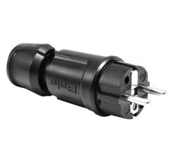 Støpsel, Bals Schuko HAN Jordet 16A IP44 - svart (m/kabelkappe)