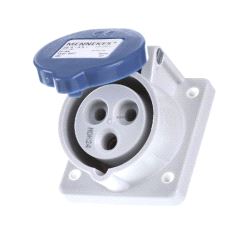 BRU: Apparatuttak, innfelt skrå CEE HUN 2x16A+J 230V 216-6 (blå)