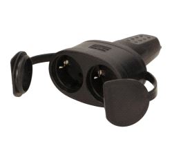 Kontakt, Orno Schuko dobbel HUN Jordet 16A IP44 - svart (med lokk)