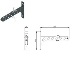 TRUMPF 95 - Wall Mount Bracket 250mm Sort. 45kg SWL.
