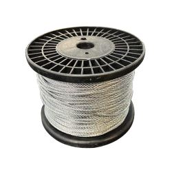 Stålwire galvanisert, fleksibel 2.0mm (7x7 stålkjerne) wll 60 kg - rull á 100m