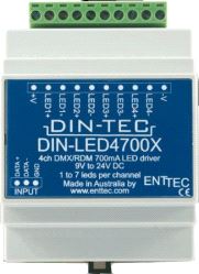 DIN-LED4 700X, Enttec - 4 channel constant current LED drive