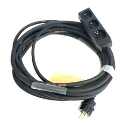 Skjøtekabel gummi, 16A 2x2.5mm²+J, m/3-veis Schuko - 3m
