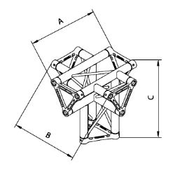 Trosse-kryss, Litec Std TX25SA 5-veis trekant 25cm (50x1.5mm)