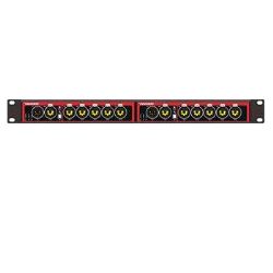 DMX-splitter, Swisson 5-pin XSP-5R-5R, 2 inn 10 ut, dbl Rack