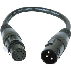 Styrekabel digital, overgang DMX 3pin han til 5pin hun, 0.5m